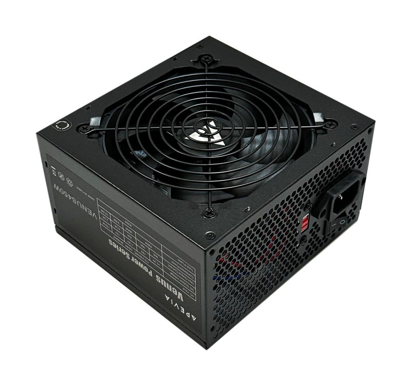 APEVIA VENUS450W 450W ATX Power Supply with Auto-Thermally Controlled 120mm Fan, 115/230V Switch, All Protections - Image 2